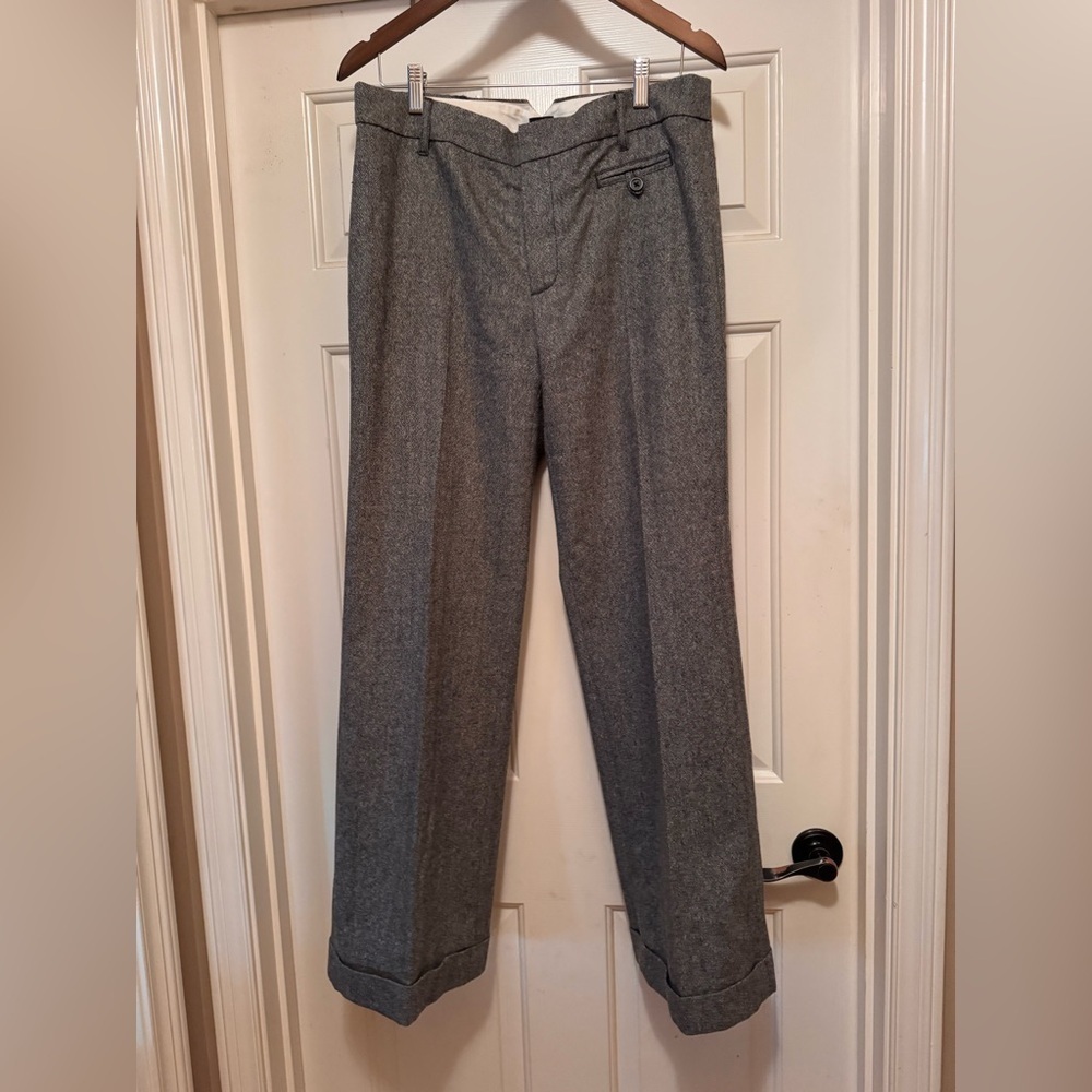 GAP Classic Fit Wool Blend Flare Cuffed Hem Trousers